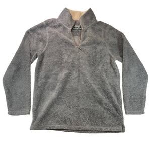 Trinity Men's Sherpa Quarter-Zip Pullover Sweater Gray Tan Collar Size M